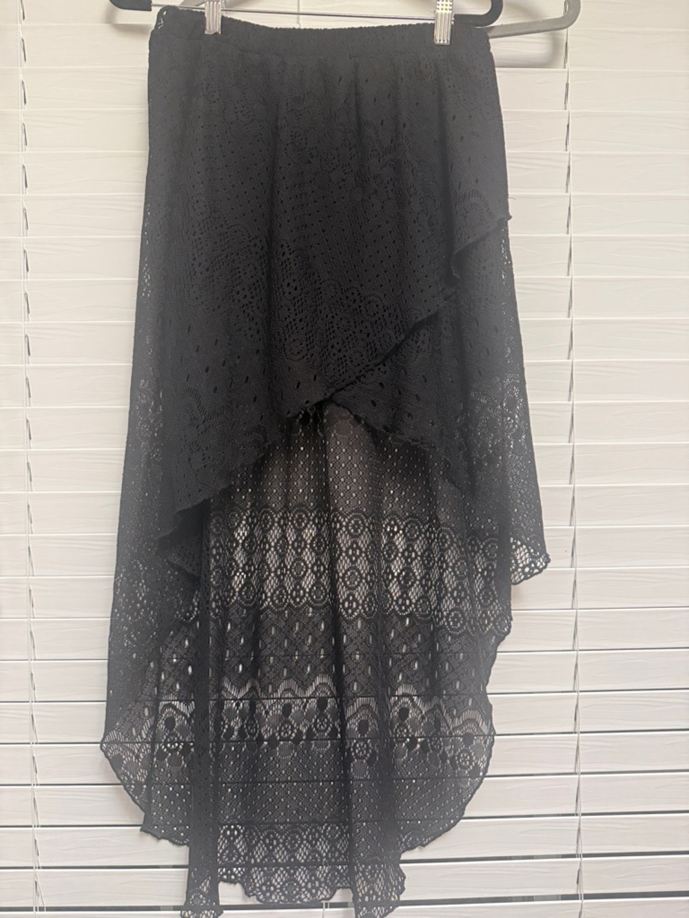 High-low black lace skirt